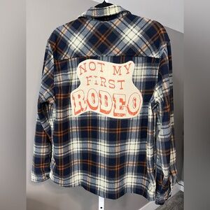 Upcycled Flannel “Not My First Rodeo” Men’s Medium NWT